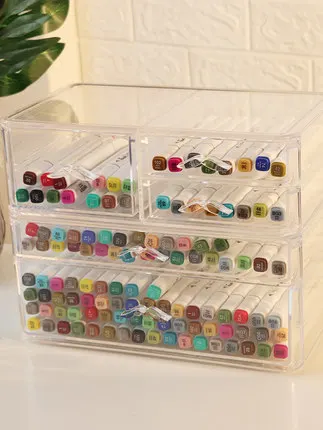 

Acrylic Drawers Makeup Organizer Lipstick Holder Cosmetic Storage Box Desktop Organizer Creative Beard Handle Marker Pen Holder