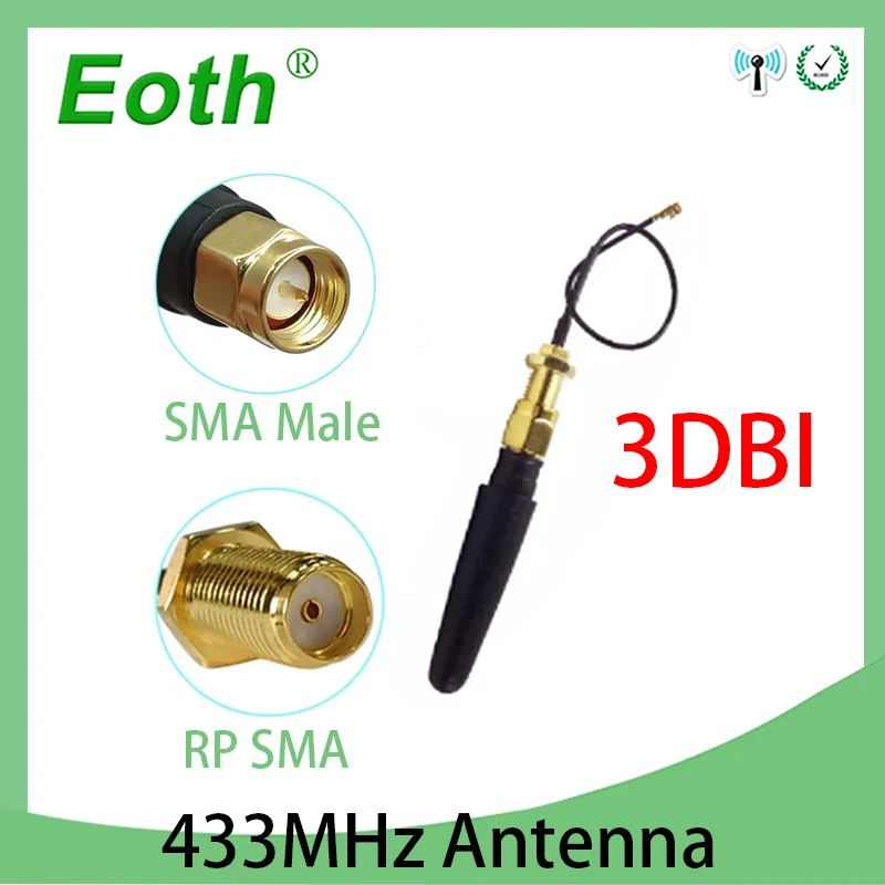 

433MHz Antenna lora 3dbi SMA Male Connector Plug 433 MHz Directional Antena Small Size 433m Antenne + 21cm RP-SMA Pigtail Cable