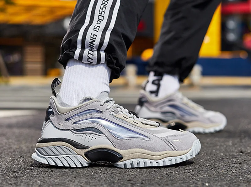 LI-Ning/Мужская обувь AURORA WINDWALKER, стиль жизни, кожа, ноская подкладка, Ретро стиль, спортивная обувь, кроссовки для отдыха, AGLP089 YXB324