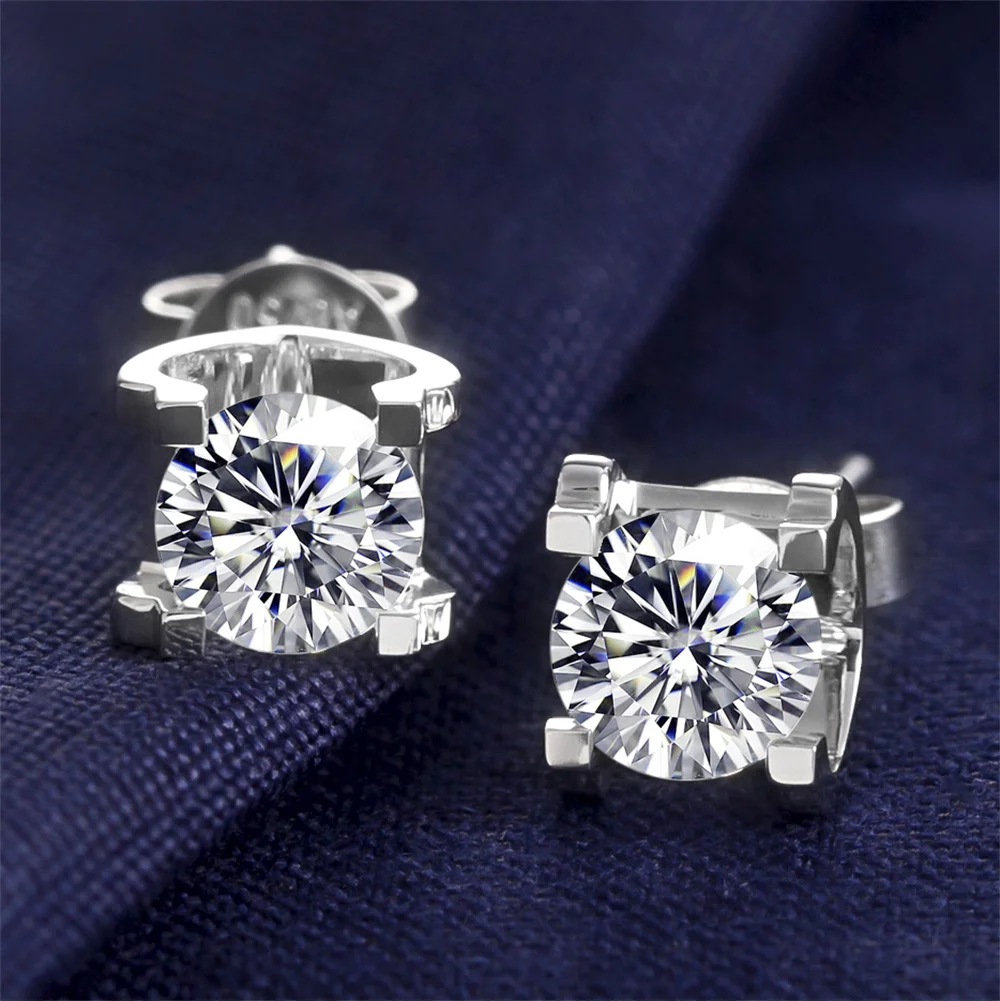 

18K Solid Gold Moissanite Diamond Earrings 0.5ct * 2 MS-074
