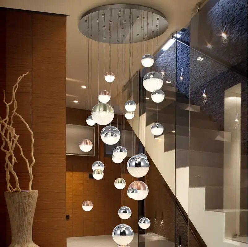 売る 北欧ledシャンデリアリビングルームヴィラデュプレックススパイラル階段シャンデリアクリスタル砂ボールクラブ装飾ロングシャンデリア