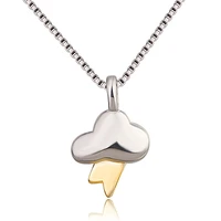 dainty cloud and lightning necklace women gold silver color box chain pendants necklaces bff femme jewelry for best friend gif