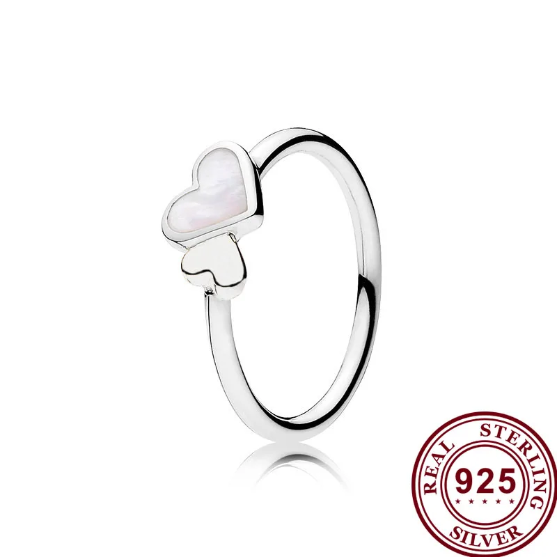 

Original 925 кольцо Silver Pan Ring Elegant Double Heart Pan Ring For Women Wedding Party Fashion Jewelry