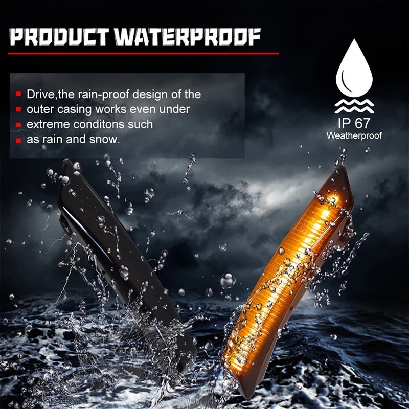 Последовательное Янтарное светодиодное переднее боковое зеркало для