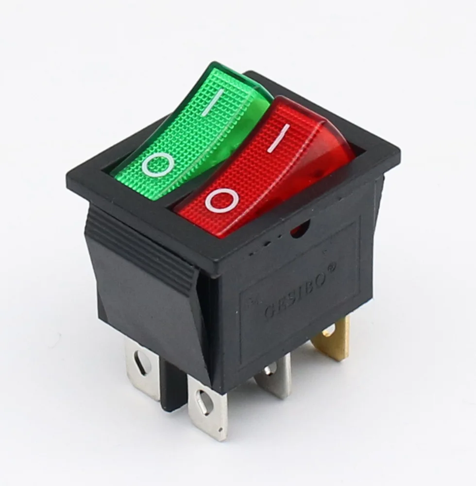 1 шт. Двухкнопочный клавишный выключатель 31*25 мм 6 контактов 2/3 позиций питания