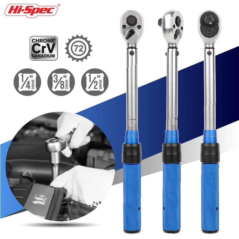 1/4 3/8 1/2 Torque Preset Torque Wrench Square Drive Two-way Precise Ratchet Wrench Spanner Auto Repair Hand Tools