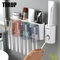 TERUP Magnetic Inverted Adsorption Toothbrush Holder Wall-Mounted Household Item Storage Rack For Home Bathroom Accessories Sets