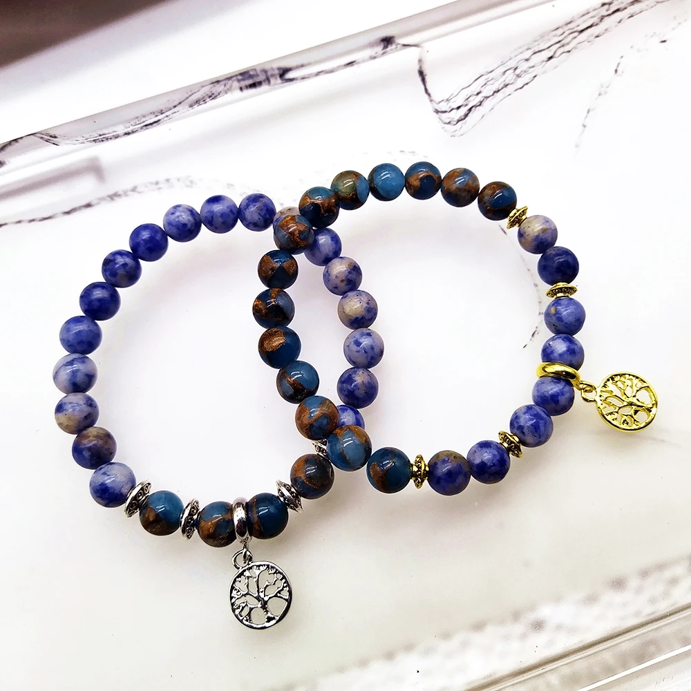 8 мм натуральный Танзания золотые с синим камнем полудрагоценный камень Древо