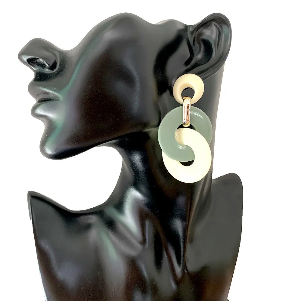 

Fashion and Charming Ring Interlocking Earrings Earrings Women Two-tone Fashion Personality Earrings Accessories Wholesale