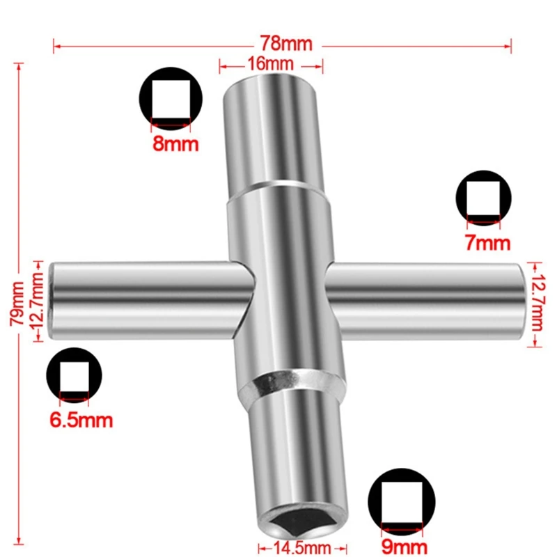 

4 Way Wrench 40Cr steel Material 4 Wrench Sizes Mainly for Bathroom Wrench Practical and Wear-resistant