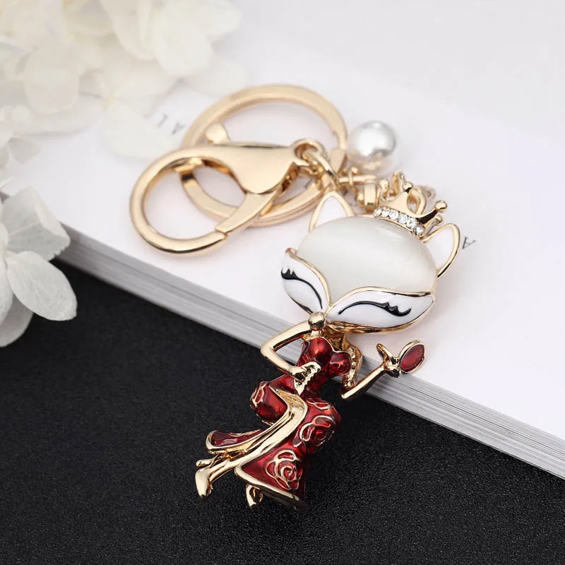 Роскошный сексуальный опал Милая Красная юбка маленький брелок Лисичка