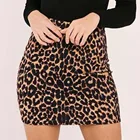 Женские юбки, летние модные новые сексуальные женские замшевые юбки с высокой талией и леопардовым принтом на молнии, трапециевидные юбки WDC6228