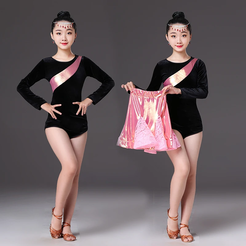 Юбка для латинских танцев девочек юбки бальных сальсы Танго детские кружевные