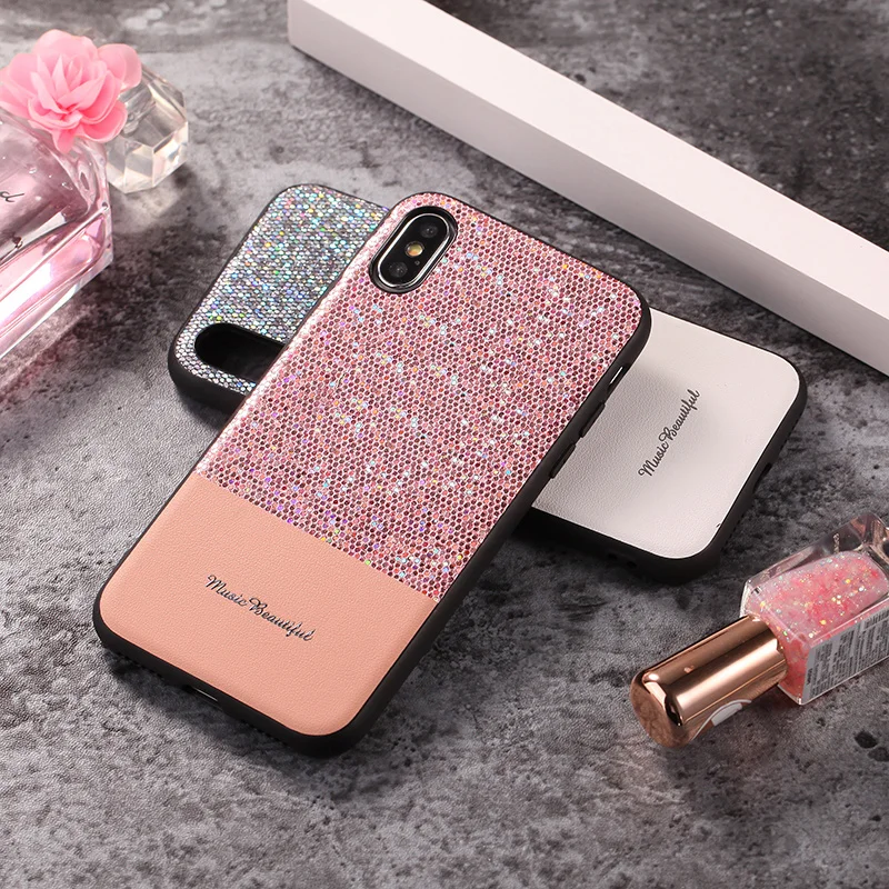 Роскошный блестящий чехол для iPhone XS силиконовый с разрезом дизайнерский XR 7 8 Plus Max