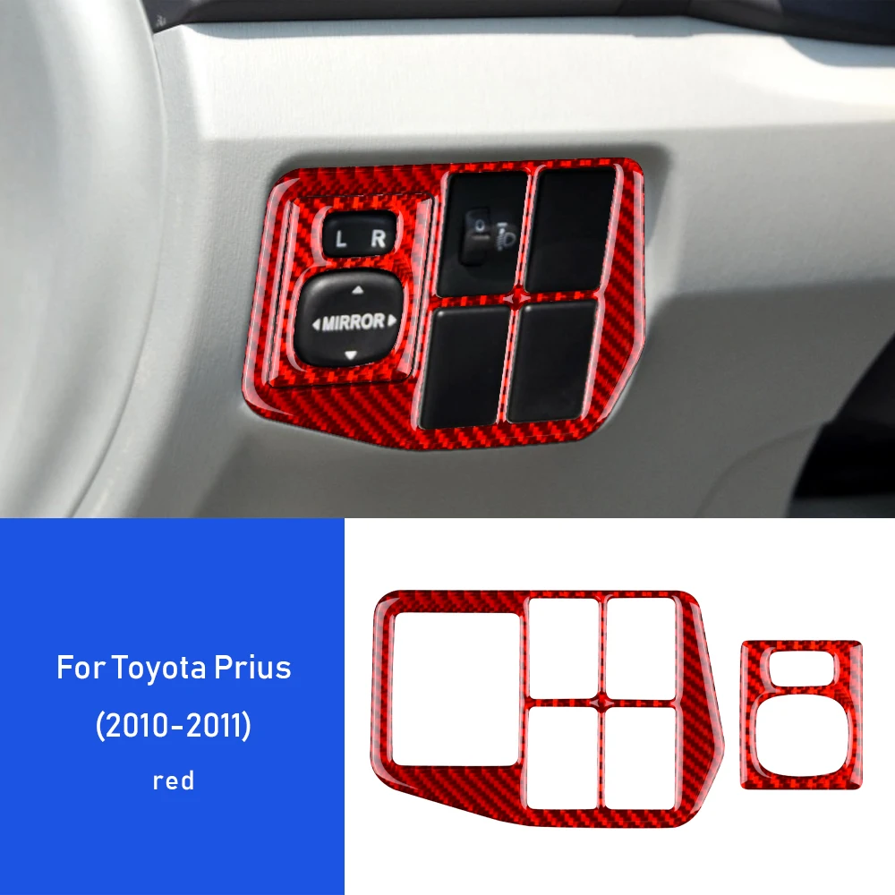 

Натуральное мягкое углеродное волокно для Toyota Prius 2010 2011 аксессуары внутренняя отделка Автомобильная фара боковое зеркало переключатель кнопка наклейка
