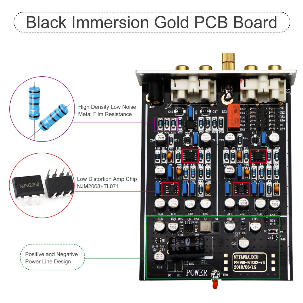 Предусилитель фонокорректора FX-AUDIO BOX02 MM MC RIAA регулируемый предусилитель HiFi для