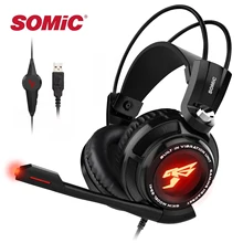 Somic Gaming Headset 7.1 Virtual Surround Sound Headphone with Microphone Stereo Headphones Vibrate for PC Computer Laptop G941