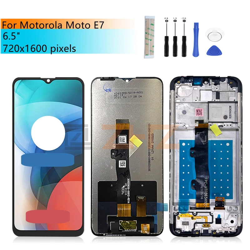 

For Motorola Moto E7 LCD Display Touch Screen Digitizer Assembly For Moto E7 Screen XT2052 +Frame Replacement Repair Parts 6.5"