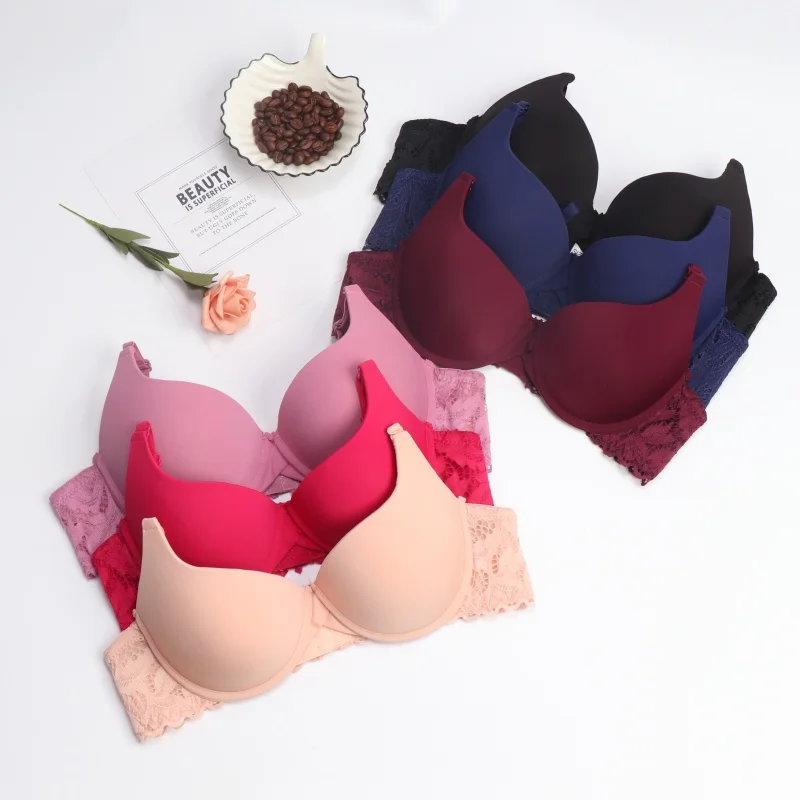 Женский бюстгальтер пуш ап сексуальный кружевной размера плюс модный однотонный