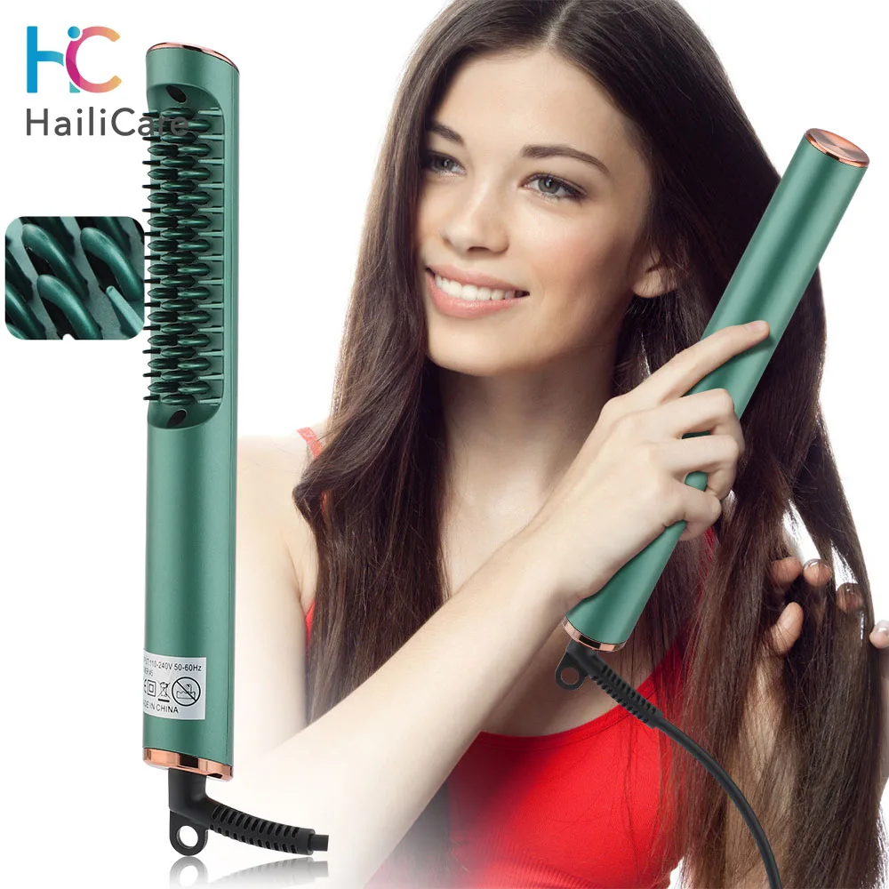 

2 In 1 Hair Straightener Curler Brush Professional Hot Heating Electric Wet Dry Hair Comb Brush Beard Straightening Styling Tool