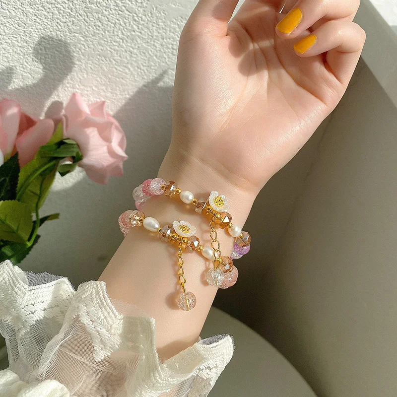 

Женский браслет с кристаллами, особый дизайн, женские друзья, цветы для сестры, корейский модный простой изящный браслет
