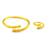 bangle ring set yellow gold filled womens mens adjust bracelet with ring classic jewelry set