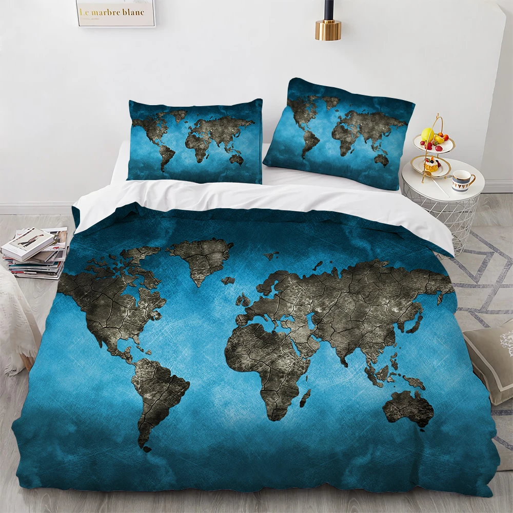 Nautical World Map Bedding Set Nordic Style Soft Bedspreads Comforter Duvet Cover Quality Quilt And Pillowcase | Дом и сад