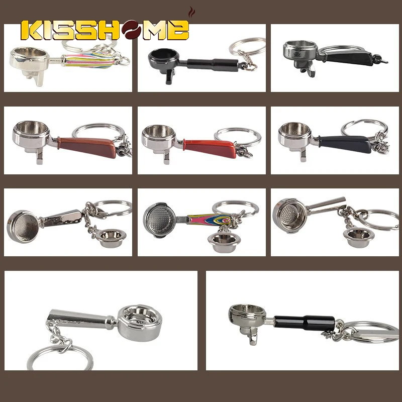 

Bronze Retro Colorful Coffee Keychain Mini Coffee Cup Machine Tamper Portable Coffeeware Coffee Maker Barista Decoration Gift