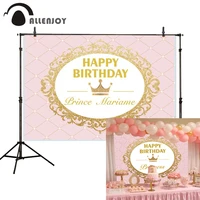allenjoy photography backdrops little princess prince crown baby pink blue gold birthday party background photocall decoration