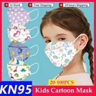Детская 4-слойная дышащая маска KN95 для рта, женская маска с мультяшным принтом, одноразовая маска KN95 для детей