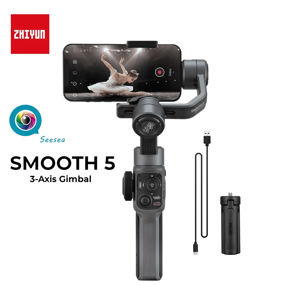 

ZHIYUN Smooth 5 Gimbal Phone Handheld Stabilizer 3-Axis Smartphone Gimbals for iPhone/Samsung/Huawei/Xiaomi/Oneplus/HONOR