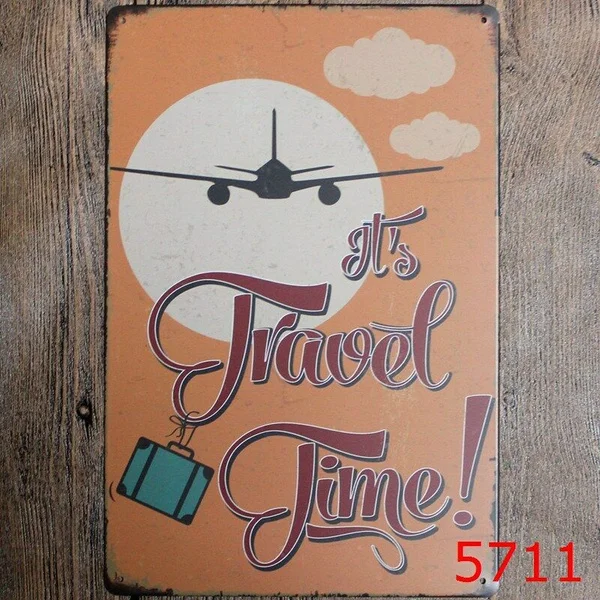 

Metal Tin Sign It's Travel Time Bar Pub Vintage Retro Poster Cafe ART