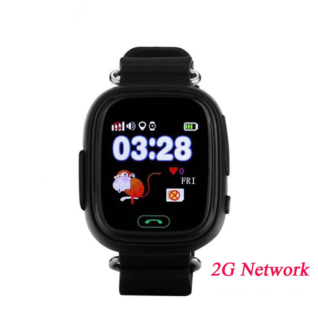 black 2g Q90 gps Wi-Fi сенсорный экран gps детские анти-потери наручные часы SOS определение местоположения устройства трекер умные часы английская/Русская версия - Цвет: black 2g
