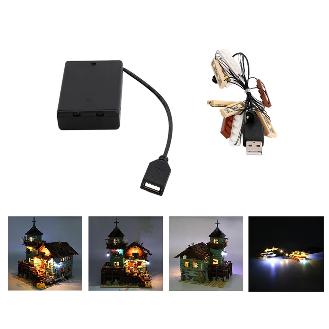 

USB Light Component Parts Small Particle Building Blocks Educational Toys for Fisherman's Hut 21310