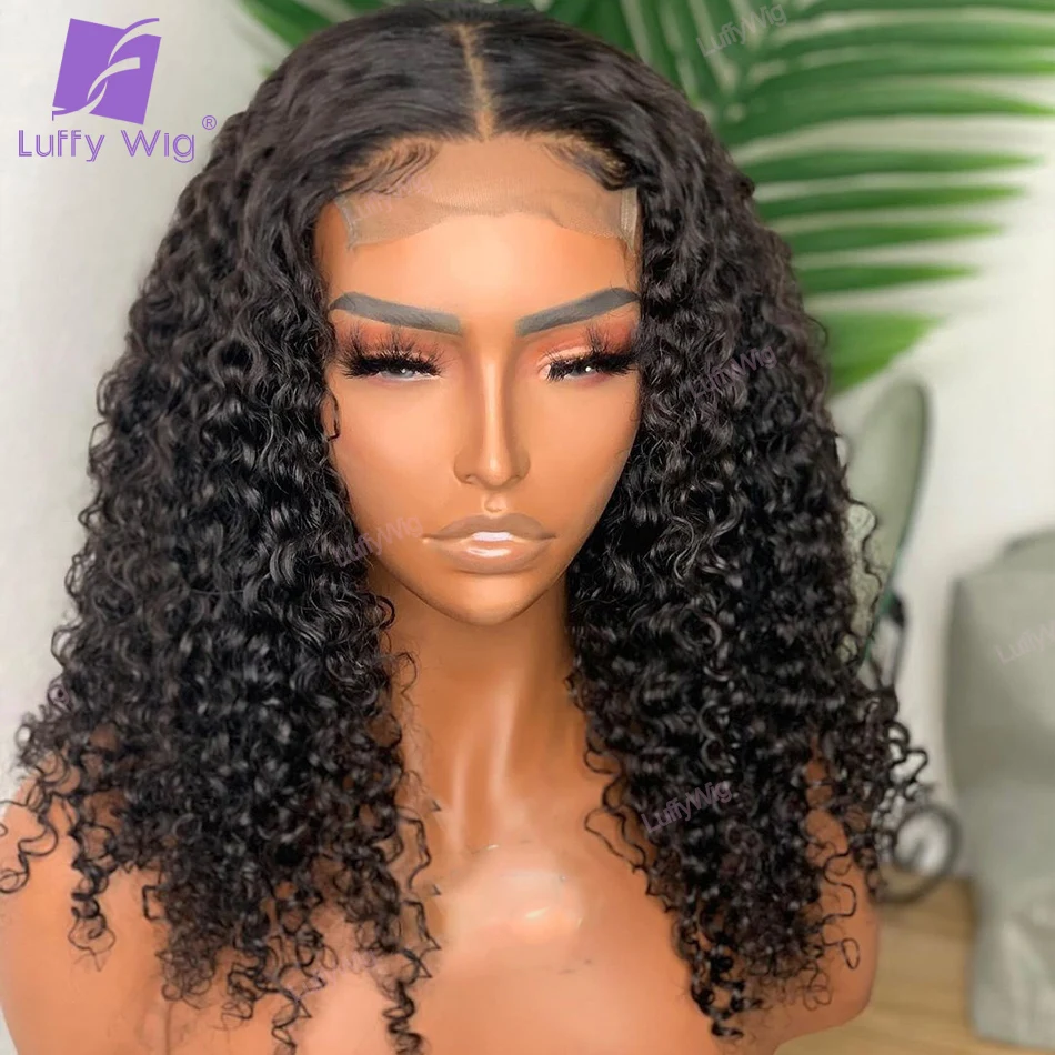 

13X6 Lace Front Afro Kinky Curly Human Hair Wigs Brazilian Remy Hair Glueless 250 Density Wig Pre Plucked For Black Women luffy