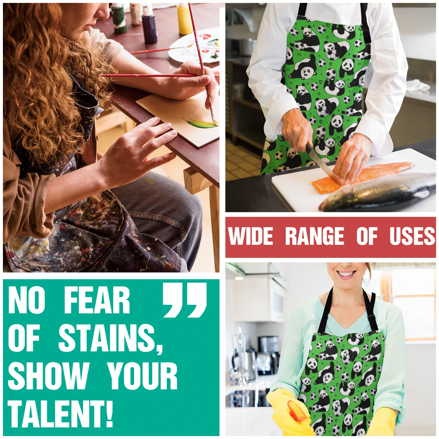 Tophome Кухонный Фартук панда фон зеленый Азиатский Футбол игры фартуки из парусины