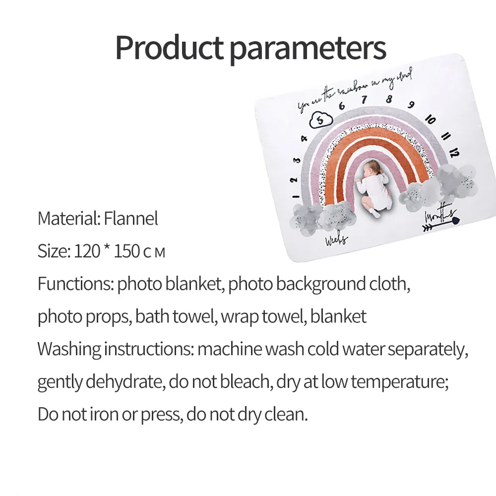 

Flannel Baby Milestone Blanket Baby Photography Blanket Flower Print Soft Blanket DIY Infant Photography Props