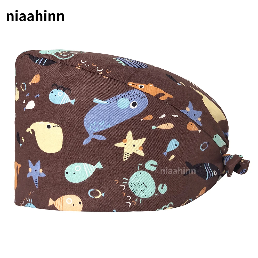 

Регулируемая шапка для домашних животных, больничная шапка для ухода, многоцветная шапка для скрабов, мужская и женская шапка для скраба, ша...