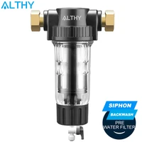 althy central prefilter whole house water filter purifier system 3th siphon backwash 40um 316 stainless steel mesh pre filter