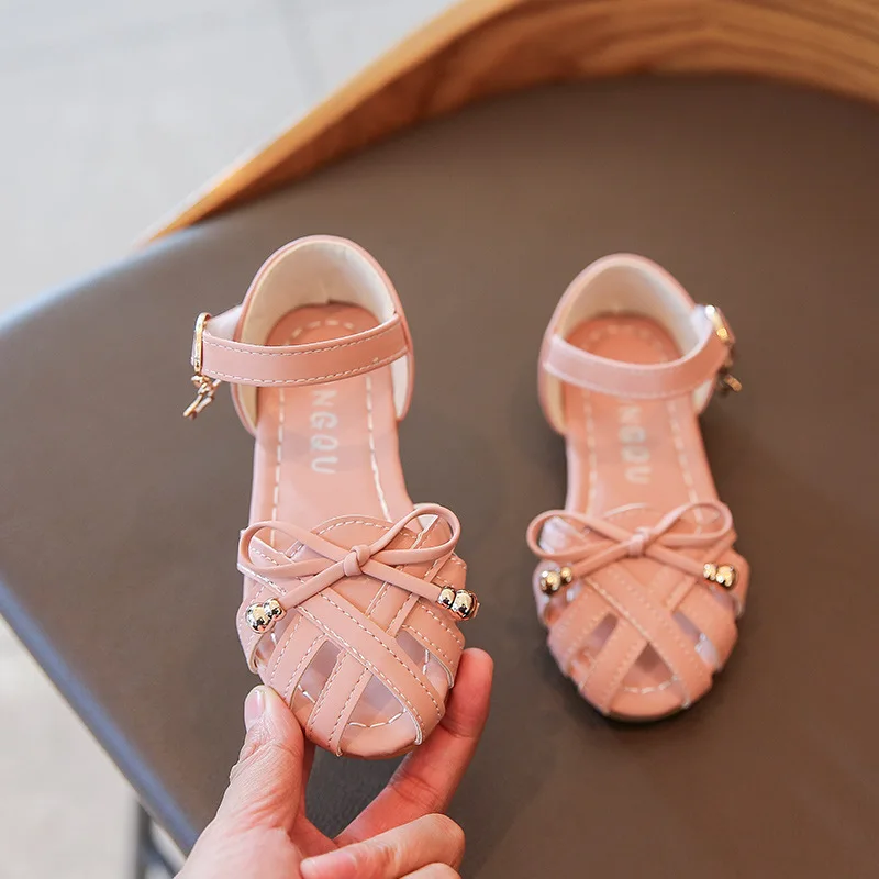 2021 Princess Fashion Cut-Outs Bow Little Girl Child Sandals Kids Summer Shoes For Baby Girl Beach Sandles 1 3 5 7 9 11 12 Years