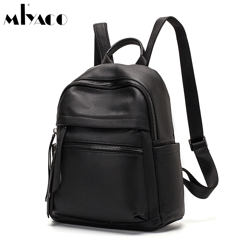 Miyaco кожаные рюкзаки для женщин повседневный рюкзак из натуральной кожи черного