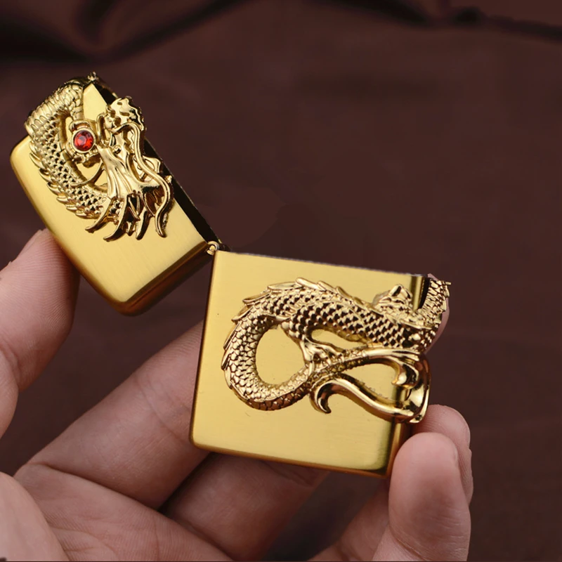 

3D Chinese Dragon Badge Alloy Lighter Outside Protect Case Universal Replace Shell For ZP Kerosene Oil Lighters Holder Man Gifts