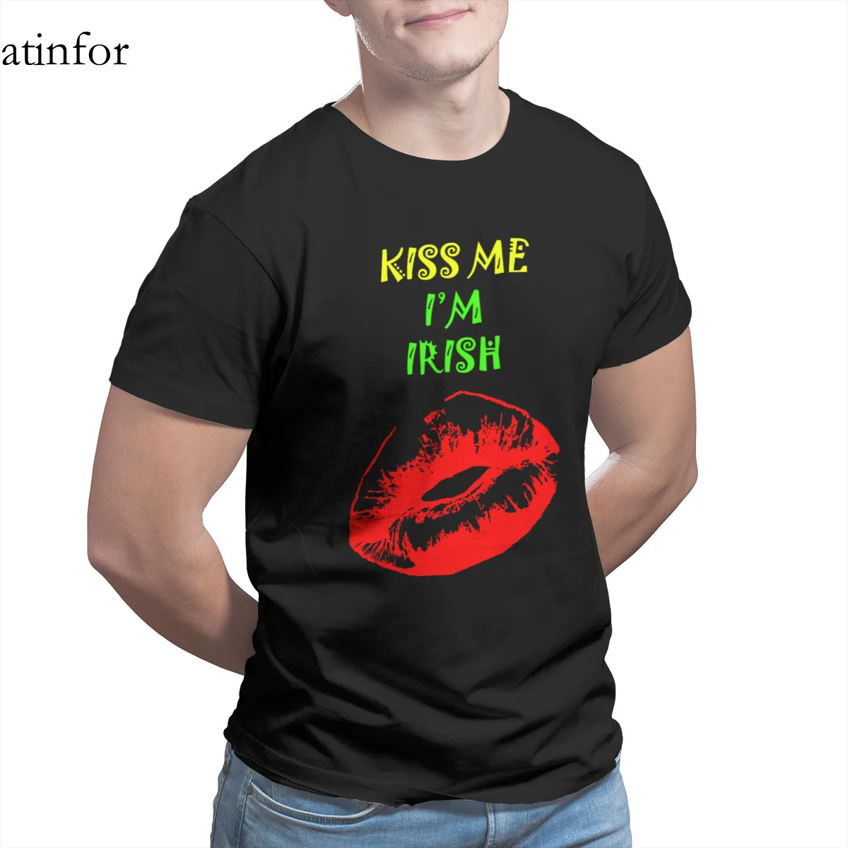 

Irish Gift Kiss Me I'm Irish T-Shirt Fashion Short Sleeve Anime Cosplay top quality T-shirt 15663