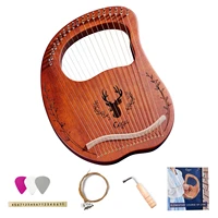19 string wooden lyre harp resonance box string instrument with tuning wrench 3pcs picks