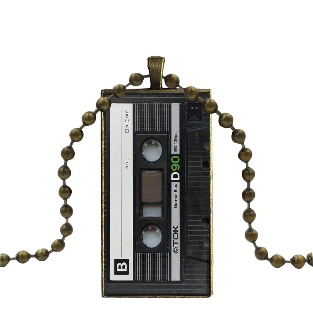 Бронзовое стекло кабошон с прямоугольной подвеской ожерелье-чокер для мужчин и