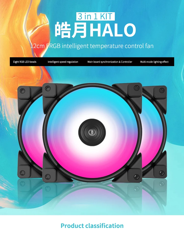 PCCOOLER 3/уп HALO RGB вентилятор (12 см) 12V и 5V FRGB 3pin 4pin PWM тихие вентиляторы охлаждения 120 мм