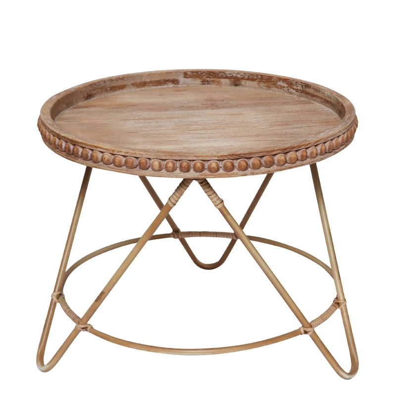 

Tray table Modern minimalist rattan round three-legged coffee table storage round small side table