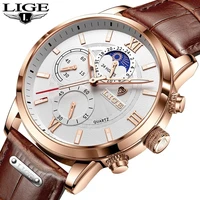 2021 new mens watches lige top brand luxury leather casual quartz watch mens sport waterproof clock watch relogio masculinobox