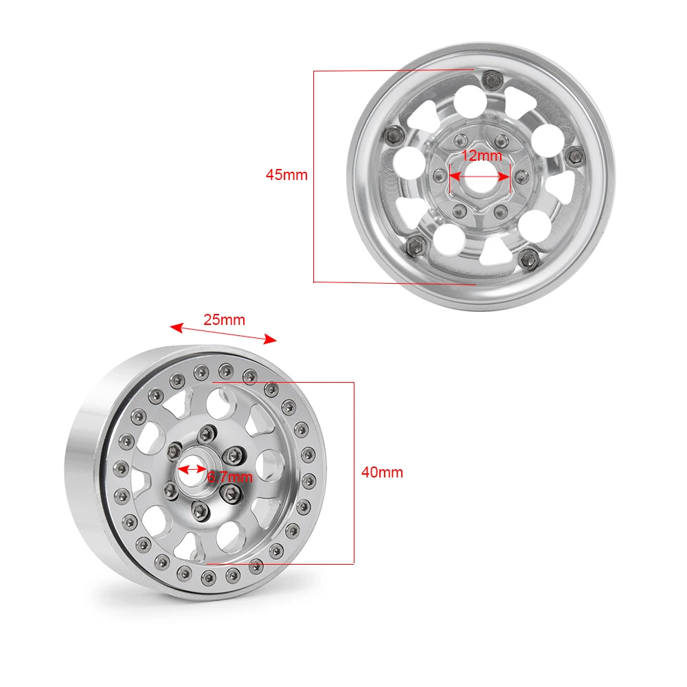 

AXSPEED 4 Pcs/lot RC 1.9'' Wheel Hubs 1/10 RC Car Parts Alloy Beadlock Wheel Rims for Axial SCX10 CC01 Rock Crawler