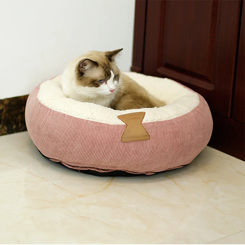 Pink Мягкая кровать для питомцев, кошек, домик для питомцев, круглый коврик для кошек, кровать для собак, диван для чихуахуа, маленьких собак, кошек, гнездо, зимняя теплая спальная кровать, коврик для щенка - Цвет: Pink